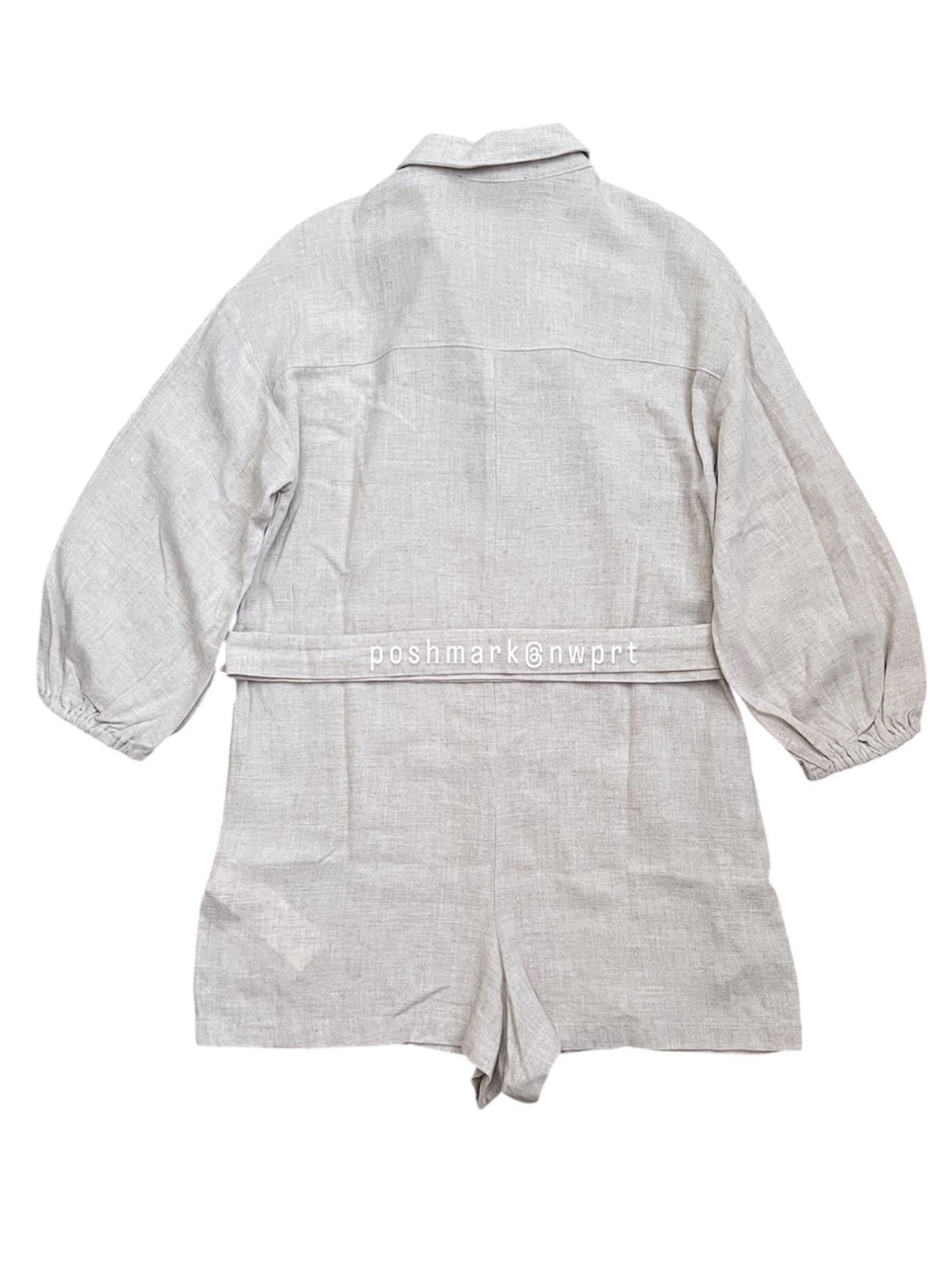 MINKPINK Alyssa Playsuit Linen Belted Romper Shorts Beige Khaki XS 0 2 Revolve - Picture 5 of 11